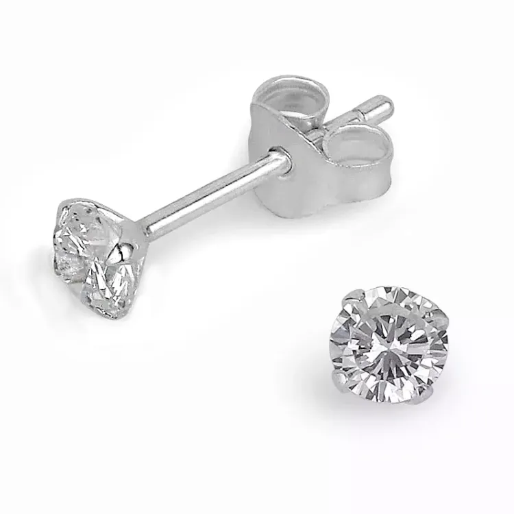 4 mm zirkon øreringe i sølv