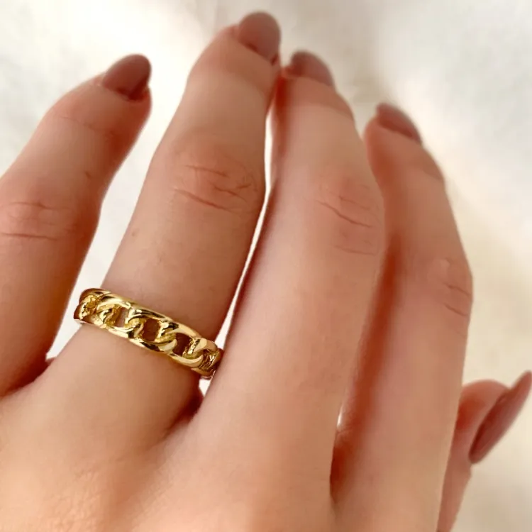 panzer ring i forgyldt sølv
