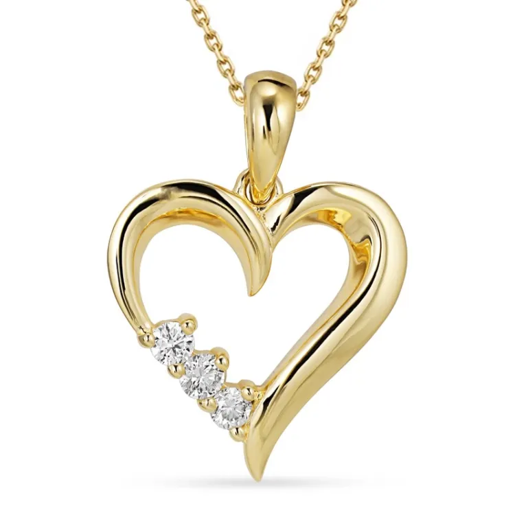 hjerte diamant halskæde i forgyldt sølv med vedhæng i 8 karat guld - Gold Collection