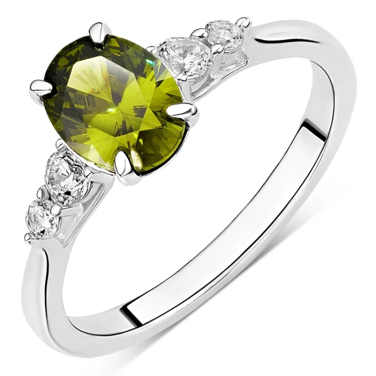 grøn zirkon ring i sølv
