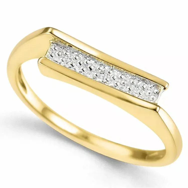 elegant abstrakt diamant ring i 9 karat guld.- og hvidguld 0,01 ct
