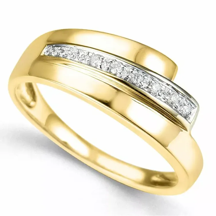 elegant abstrakt diamant ring i 9 karat guld.- og hvidguld 0,03 ct