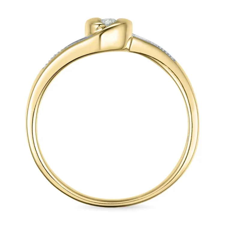 abstrakt diamantring i 9 karat guld.- og hvidguld 0,05 ct