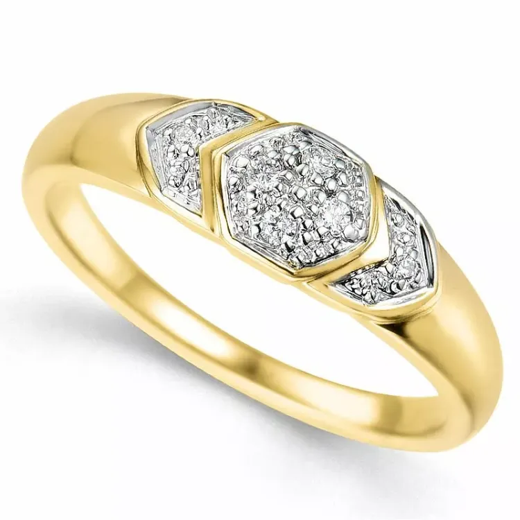Enkel diamantring i 9 karat guld.- og hvidguld 0,05 ct