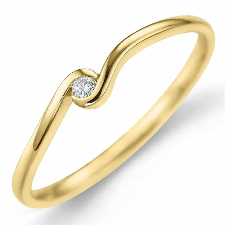 Diamant ring i 9 karat guld 0,02 ct