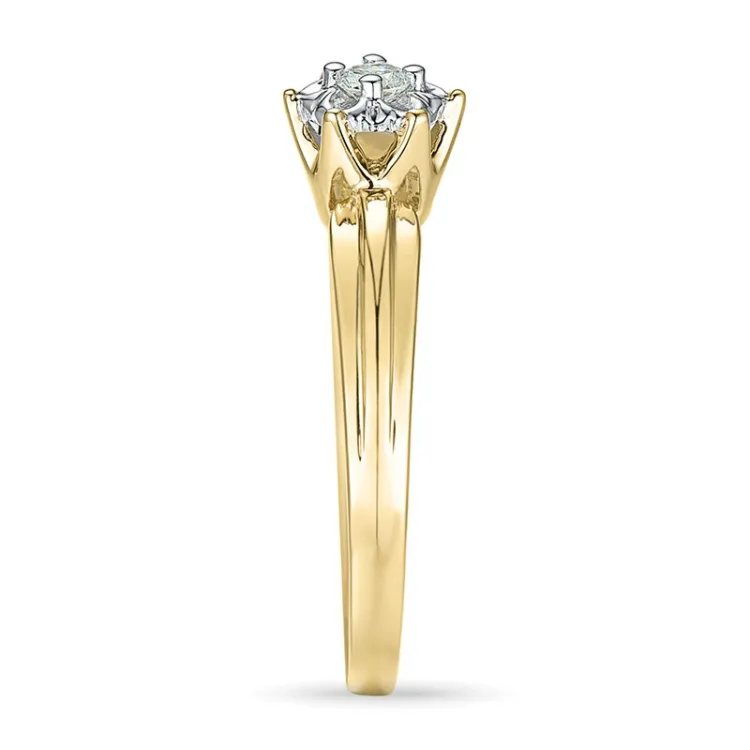 blomster diamant ring i 9 karat guld.- og hvidguld 0,08 ct