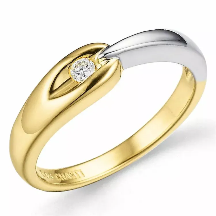 Diamantring i 9 karat guld.- og hvidguld 0,05 ct