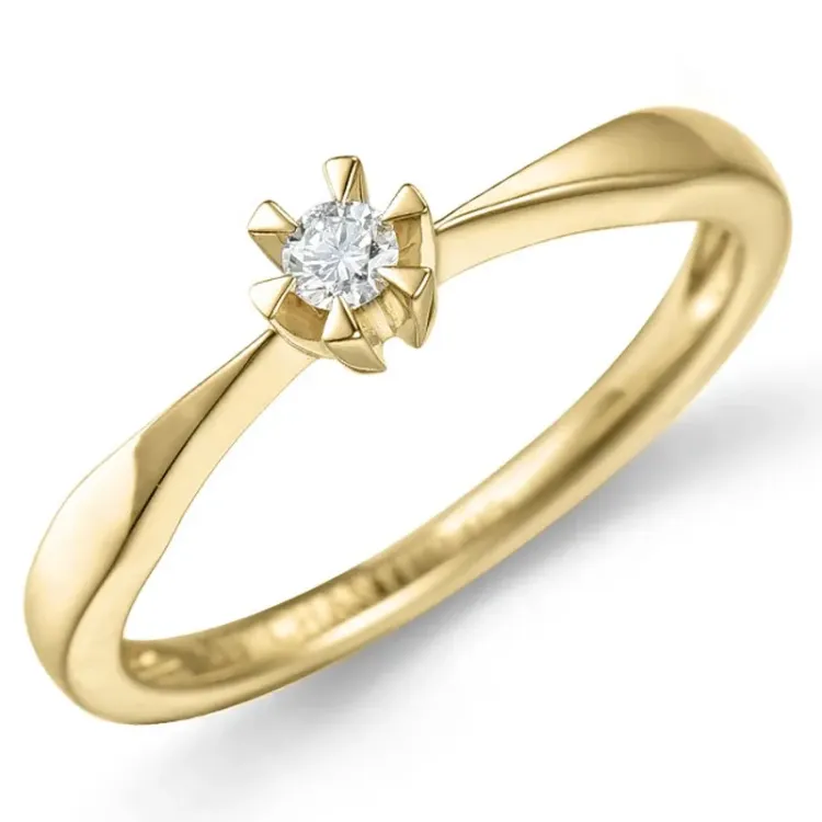 0,05 ct diamant solitairering i 9 karat guld 0,05 ct