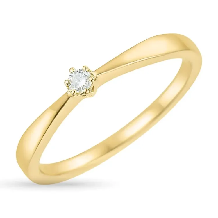 0,05 ct diamant solitairering i 9 karat guld 0,05 ct