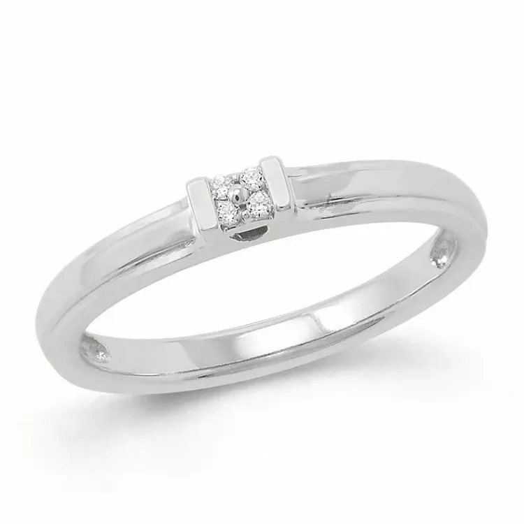 abstrakt diamant ring i 9 karat hvidguld 0,02 ct
