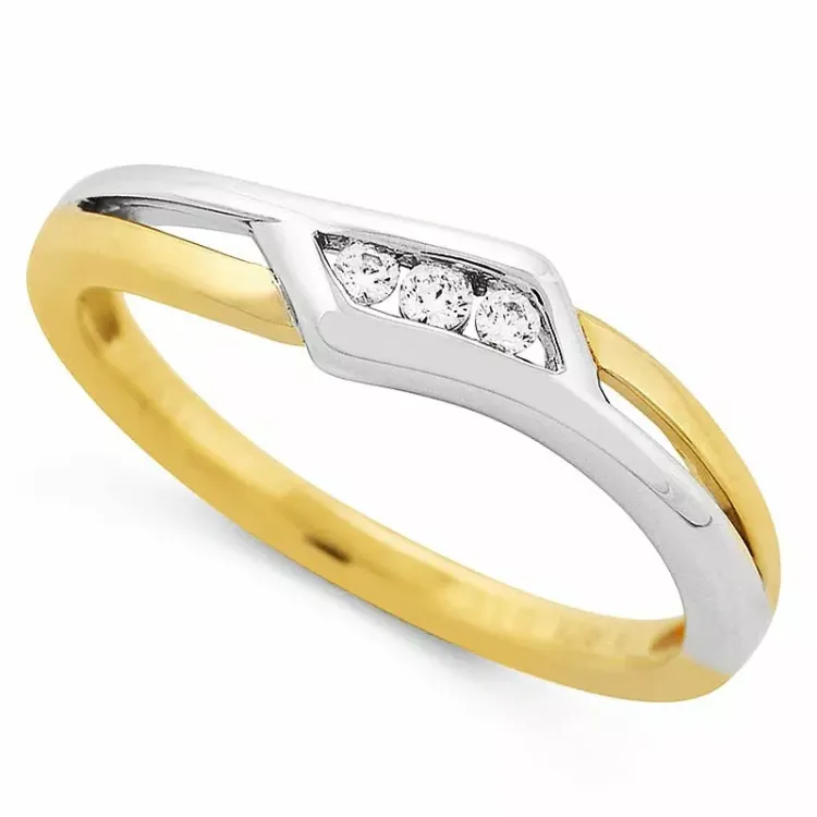 abstrakt diamant ring i 9 karat guld.- og hvidguld 0,06 ct