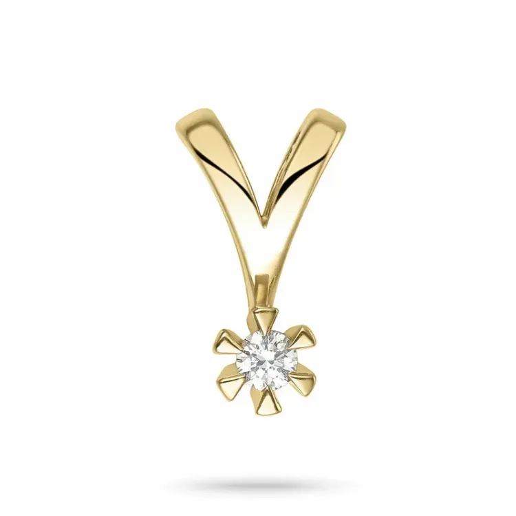 diamant solitairevedhæng i 9 karat guld 0,05 ct
