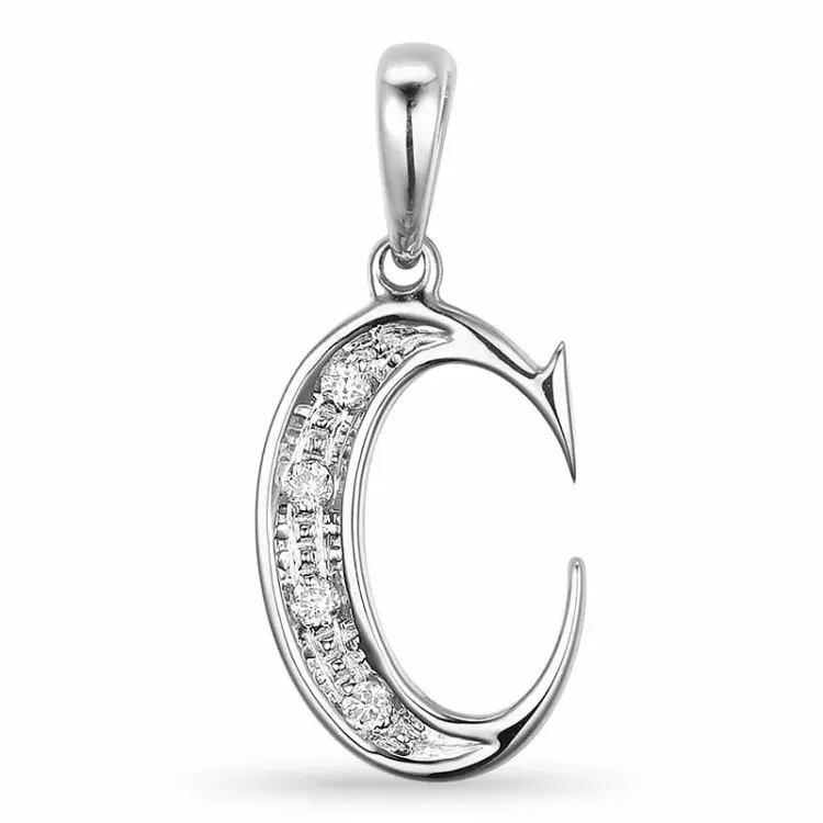 bogstav C diamant vedhæng i 9 karat hvidguld 0,02 ct