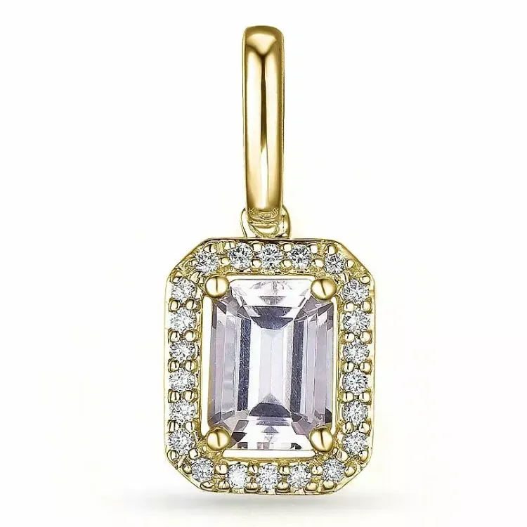 morganit diamantvedhæng i 9 karat guld 0,78 ct 0,11 ct
