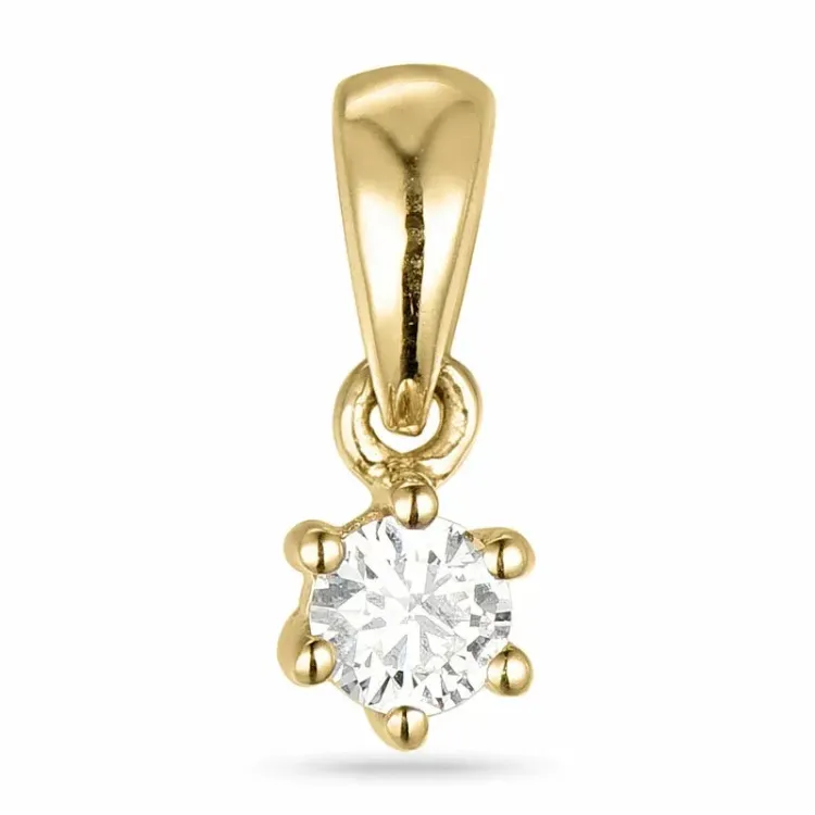 diamant solitairevedhæng i 9 karat guld 0,10 ct