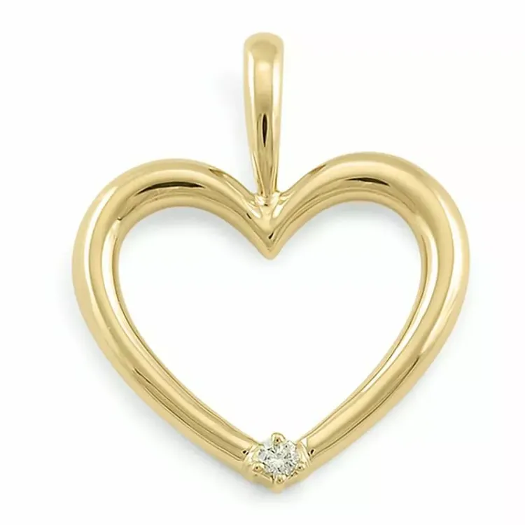 Hjerte vedhæng i 9 karat guld 0,02 ct