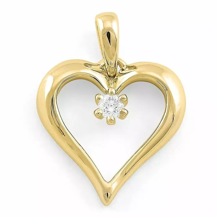 hjerte diamantvedhæng i 9 karat guld 0,08 ct