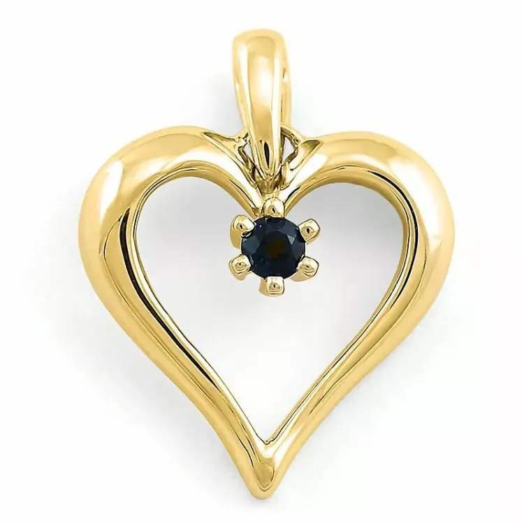 hjerte safir vedhæng i 9 karat guld 0,10 ct