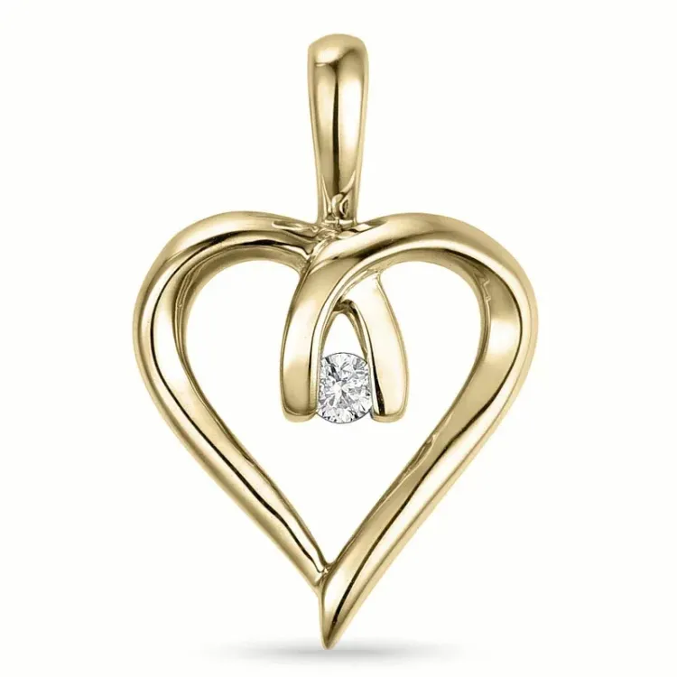 hjerte diamant vedhæng i 9 karat guld 0,02 ct