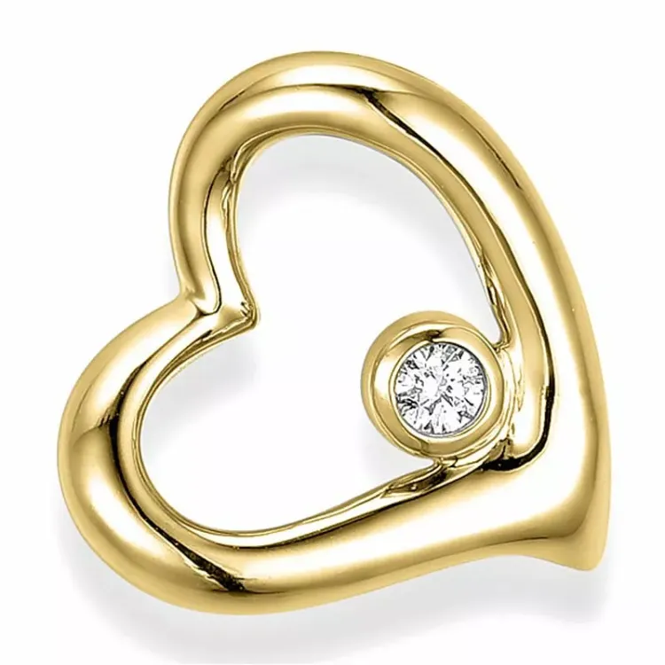 hjerte vedhæng i 9 karat guld 0,03 ct