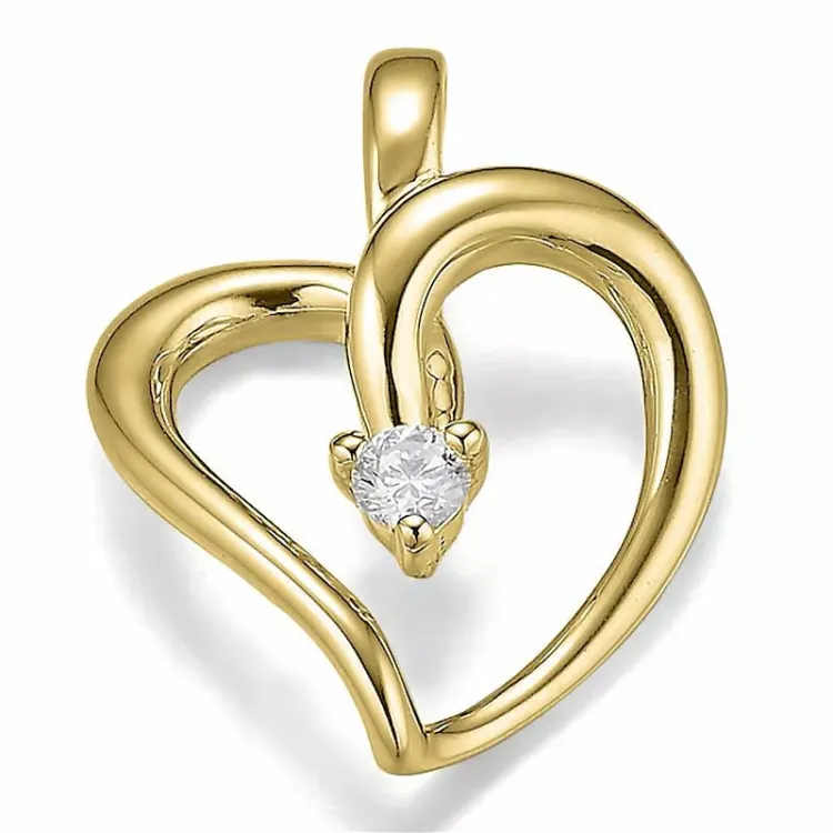 Hjerte vedhæng i 9 karat guld 0,03 ct