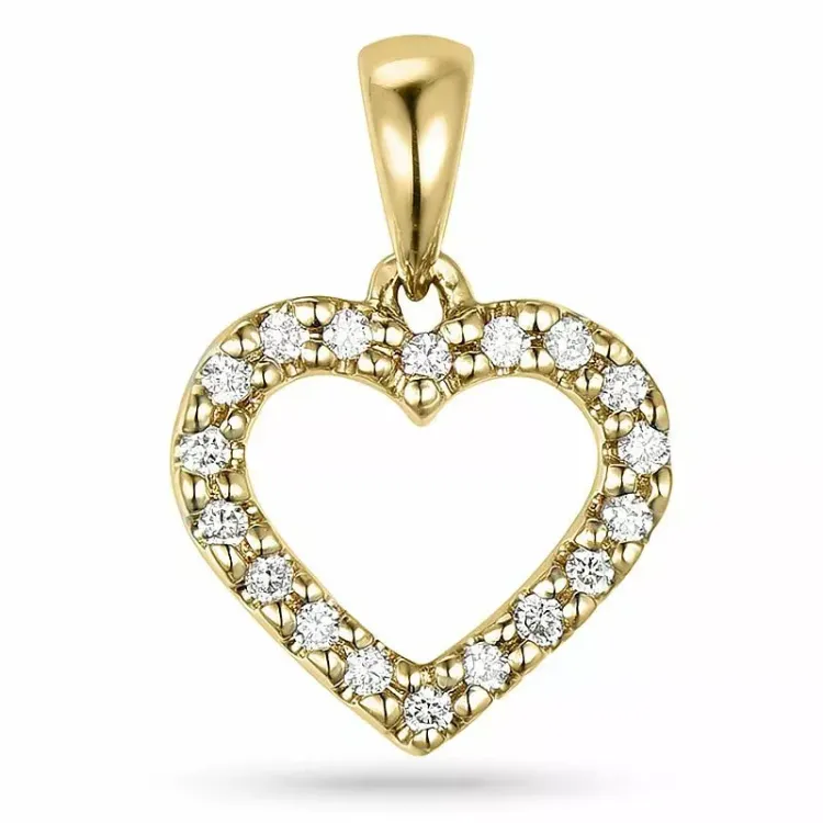 hjerte vedhæng i 9 karat guld 0,13 ct