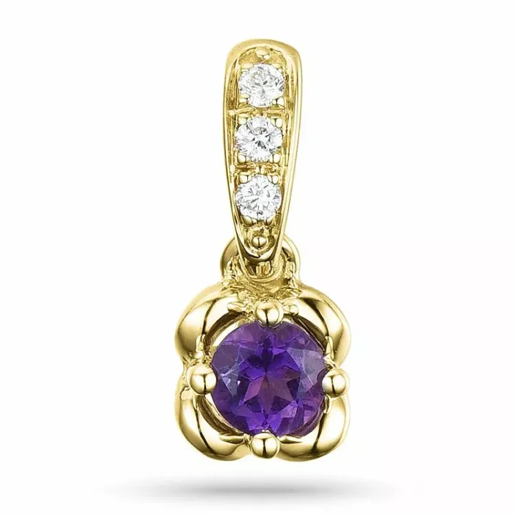 ametyst vedhæng i 9 karat guld 0,03 ct 0,16 ct