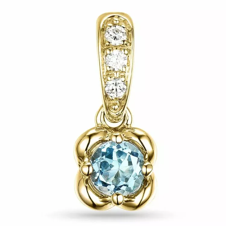 blomster topas diamantvedhæng i 9 karat guld 0,03 ct 0,21 ct