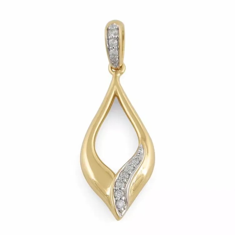 Elegant abstrakt diamantvedhæng i 9 karat guld.- og hvidguld 0,06 ct ct