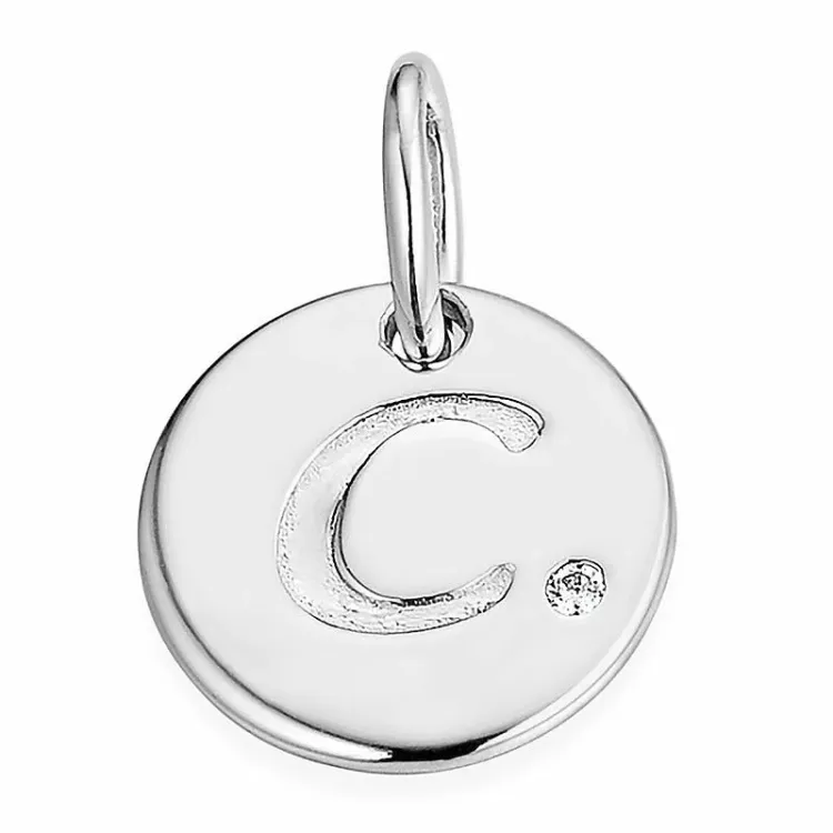 bogstav C diamant vedhæng i 9 karat hvidguld 0,01 ct