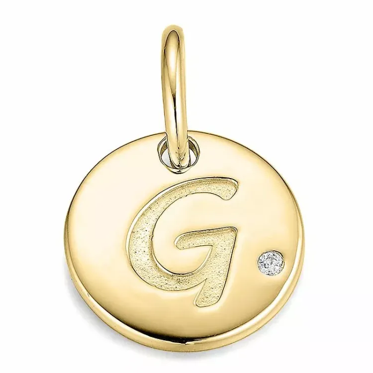 bogstav G diamant vedhæng i 9 karat guld 0,01 ct