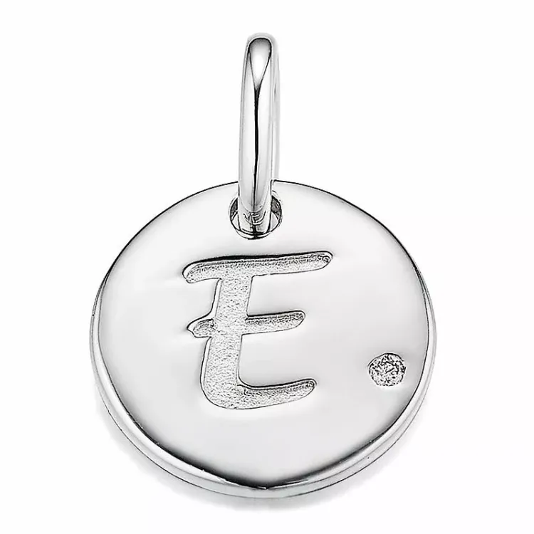 bogstav E diamant vedhæng i 9 karat hvidguld 0,01 ct