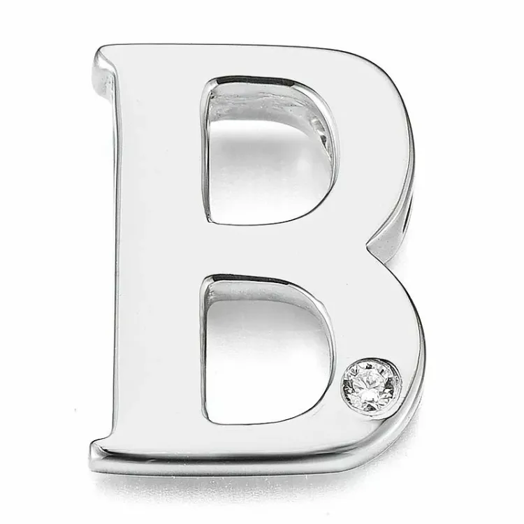 Bogstav b diamant vedhæng i 9 karat hvidguld 0,01 ct