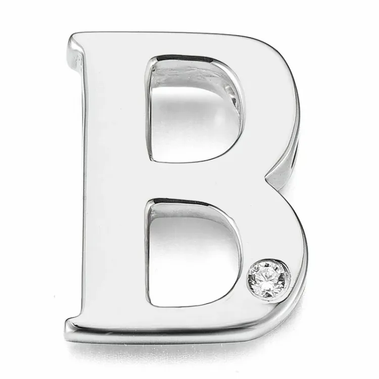 Kollektionsprøve bogstav B diamant vedhæng i 9 karat hvidguld 0,01 ct