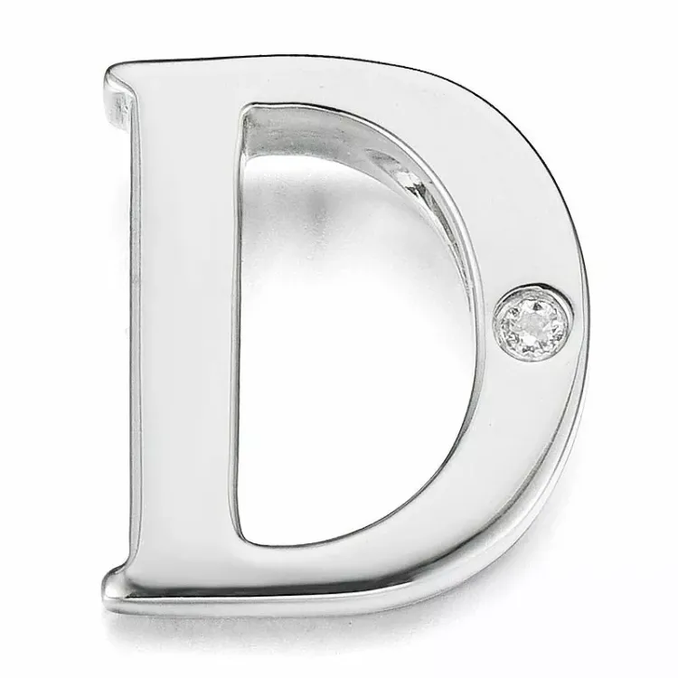 bogstav D diamant vedhæng i 9 karat hvidguld 0,01 ct