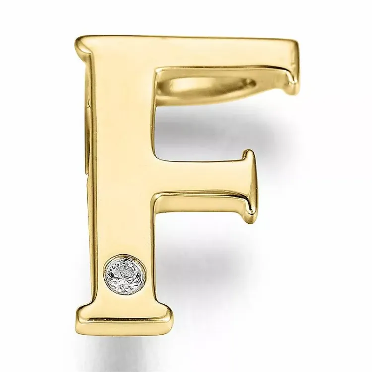 bogstav F diamant vedhæng i 9 karat guld 0,01 ct