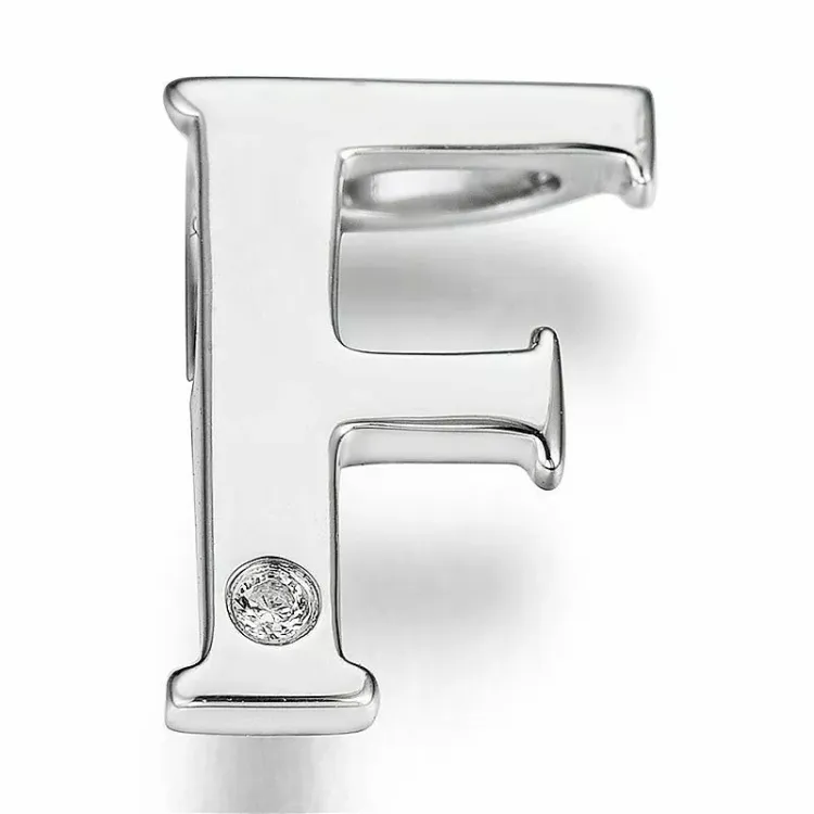 bogstav F diamant vedhæng i 9 karat hvidguld 0,01 ct
