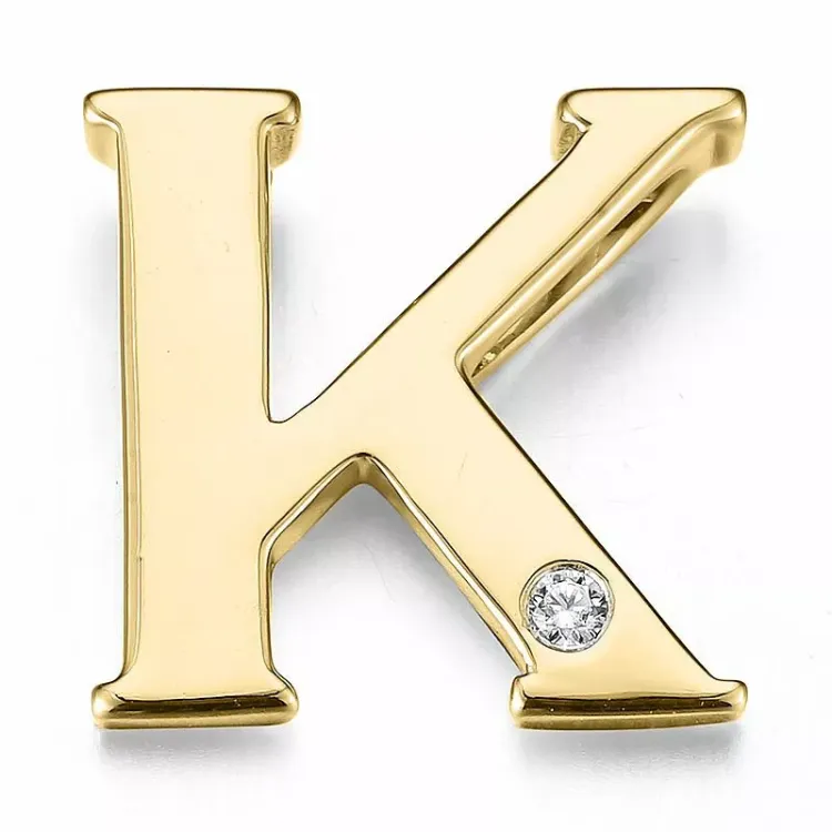 bogstav K diamant vedhæng i 9 karat guld 0,01 ct