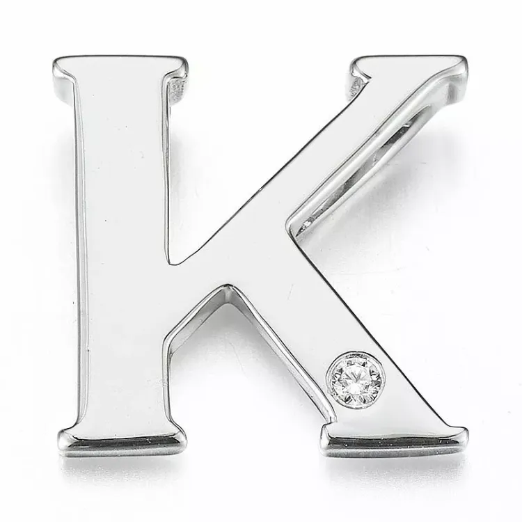 bogstav K diamant vedhæng i 9 karat hvidguld 0,01 ct