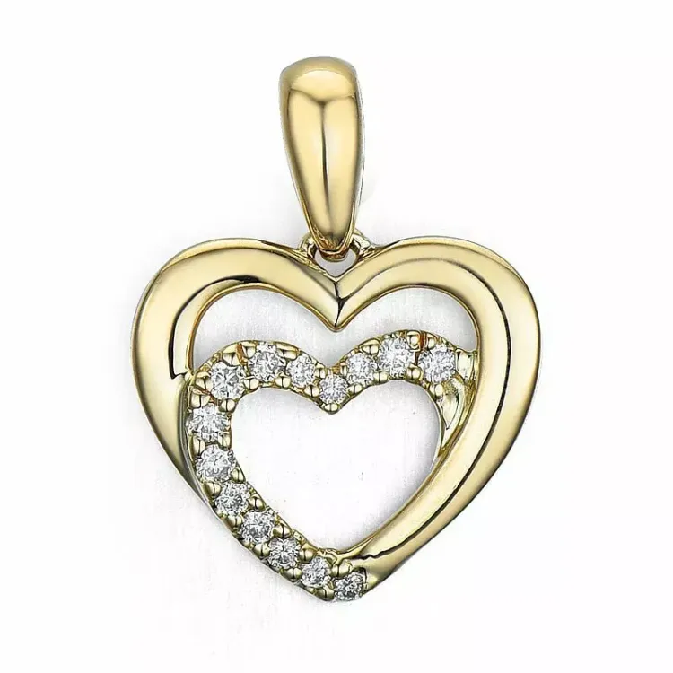 hjerte diamant vedhæng i 9 karat guld 0,08 ct