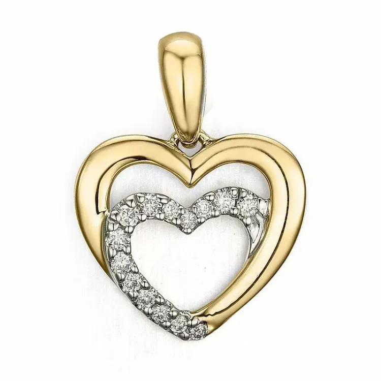 hjerte diamant vedhæng i 9 karat guld.- og hvidguld 0,08 ct