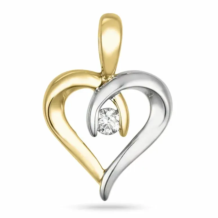 hjerte diamant vedhæng i 8 karat guld.- og hvidguld 0,04 ct