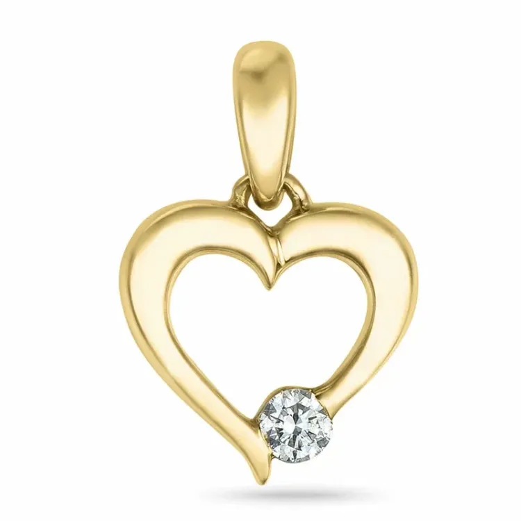 hjerte diamant vedhæng i 9 karat guld 0,04 ct