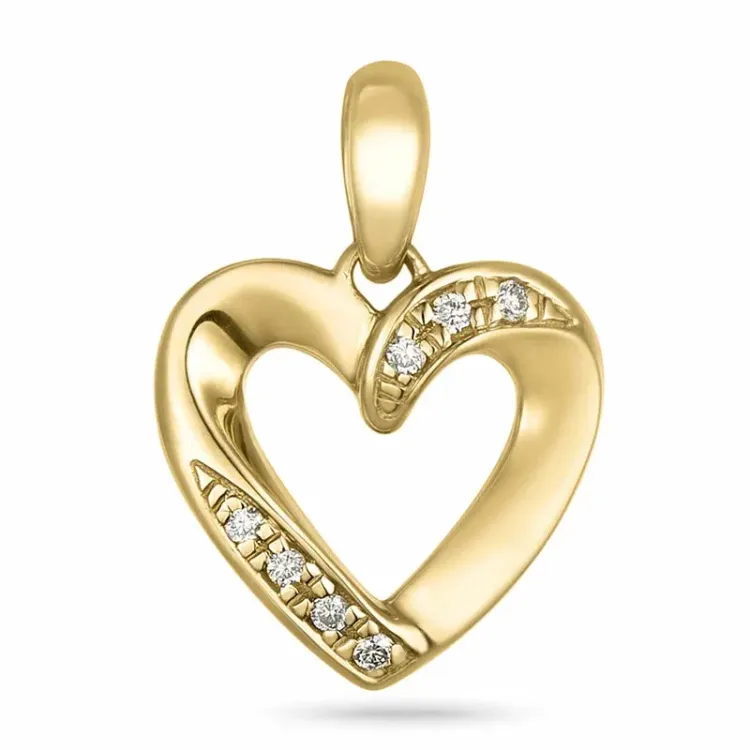 hjerte diamant vedhæng i 9 karat guld 0,03 ct