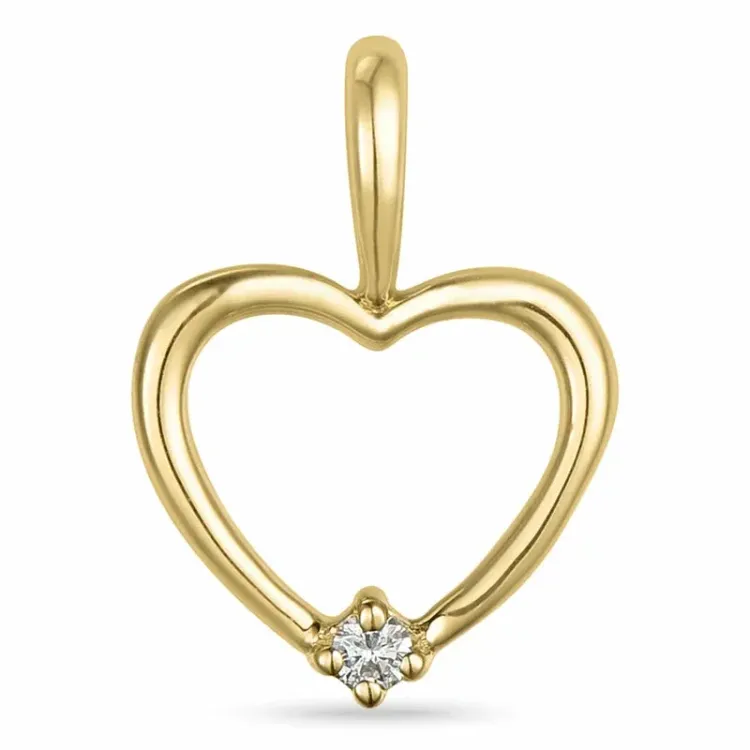 hjerte diamant vedhæng i 9 karat guld 0,01 ct