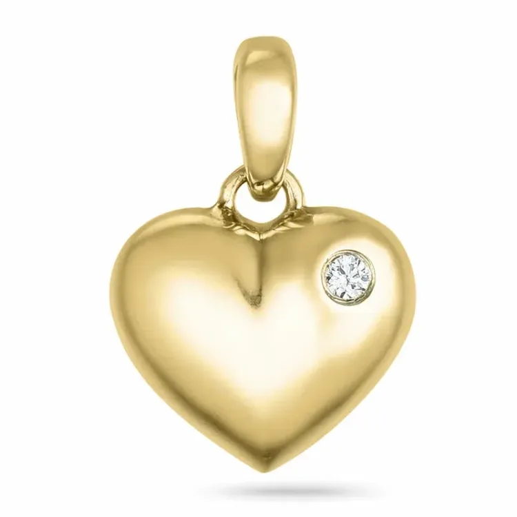 hjerte diamant vedhæng i 9 karat guld 0,02 ct