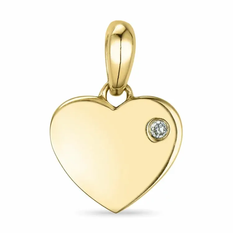 hjerte diamant vedhæng i 9 karat guld 0,01 ct