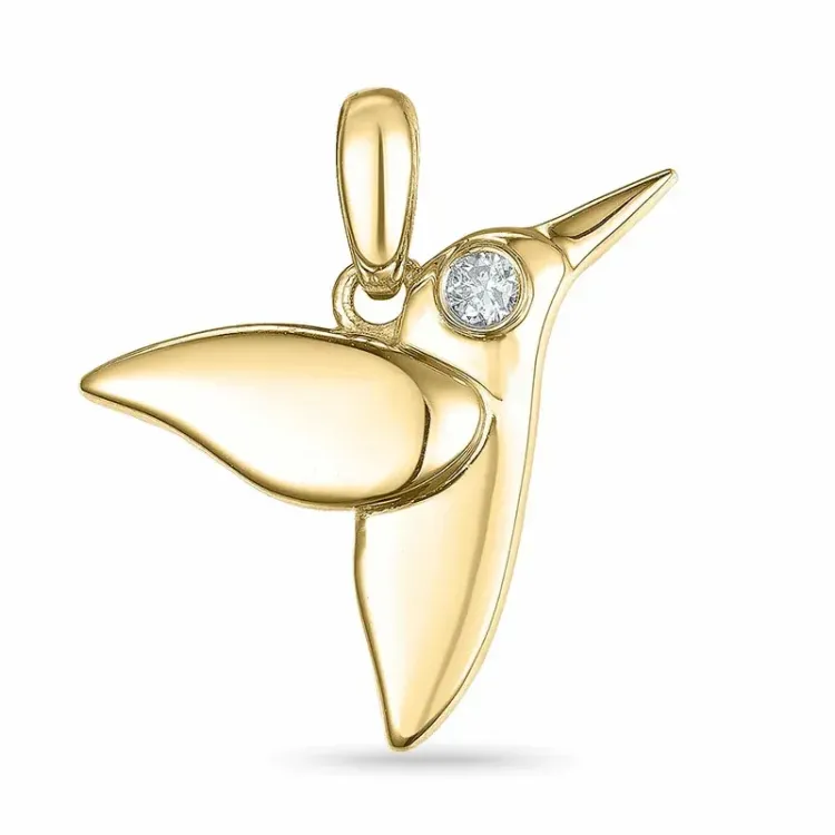 fugle diamant vedhæng i 9 karat guld 0,02 ct