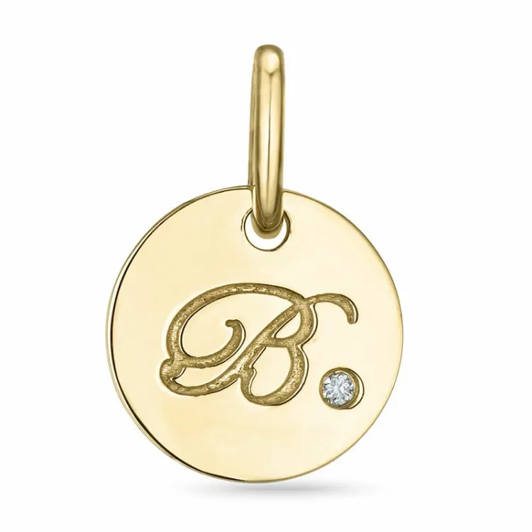 bogstav B diamant vedhæng i 9 karat guld 0,01 ct