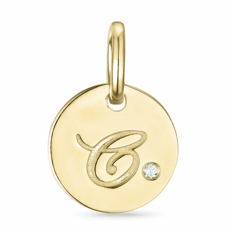 bogstav C diamant vedhæng i 9 karat guld 0,01 ct